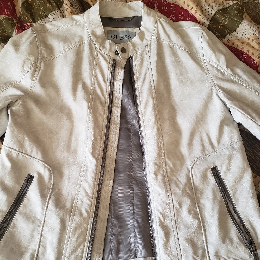 Guess Ivory Leather Jacket